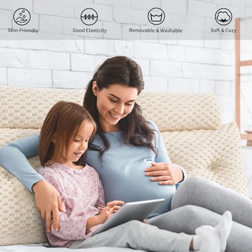 EUHAMS Headboard Pillow Twin with Neck Roll, Triangular Backrest Pillow - color: Beige, size: Twin