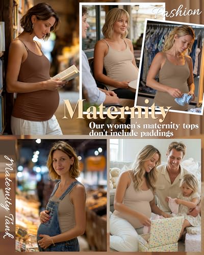 Ficerd 3 Pack Women's Maternity Tank Tops - color: Apricot, Khaki, Coffee, size: Small
