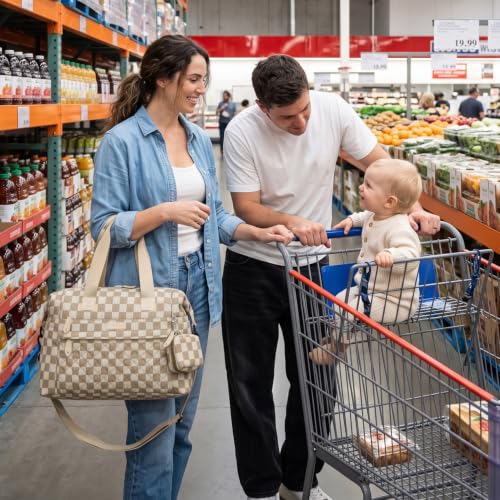 Pritent Diaper Bag Tote Waterproof Maternity Baby Bags with Pacifier Case - color: Plaid, size: Medium