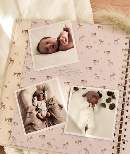 Peachly Unisex Baby Memory Book - First Year Baby Book Keepsake - Forest - color: Forest
