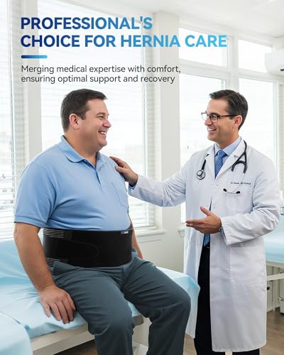 Umbilical Hernia Belt, Adjustable Pressure Support with 3D Pad, XXL - color: Black Stripes, size: XXL