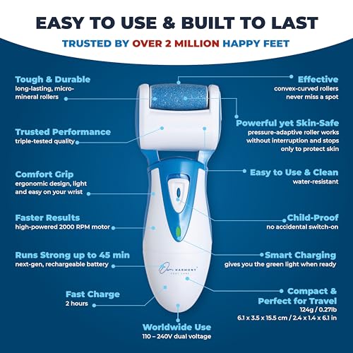 Own Harmony Electric Foot Callus Remover - Rechargeable Pedicure File Tool - color: Blue