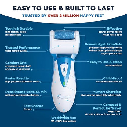 Own Harmony Electric Foot Callus Remover - Rechargeable Pedicure File Tool - color: Blue