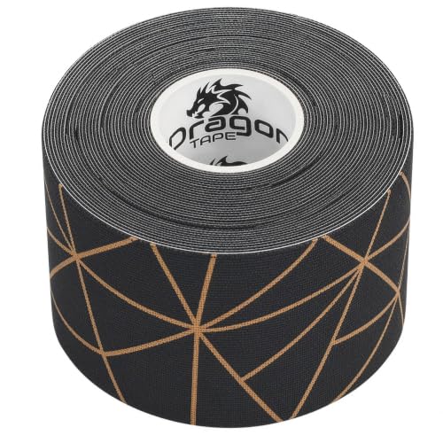 Dragon Tape Copper Infused Kinesiology Tape, Black, Single Roll - color: Black, size: Single Roll