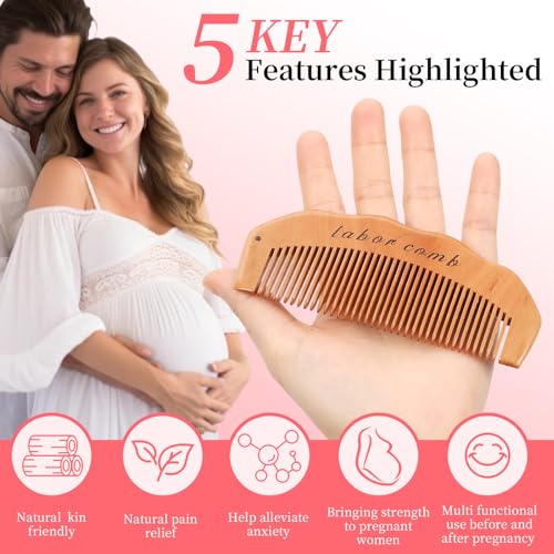 Birthing Combs for Labor - 2 Pack Wooden Pregnancy Essentials for Moms - color: 2 Pack-Wave