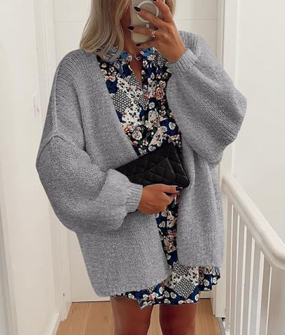 PRETTYGARDEN Womens Open Front Oversized Cardigan Sweaters - color: Grey, size: Small