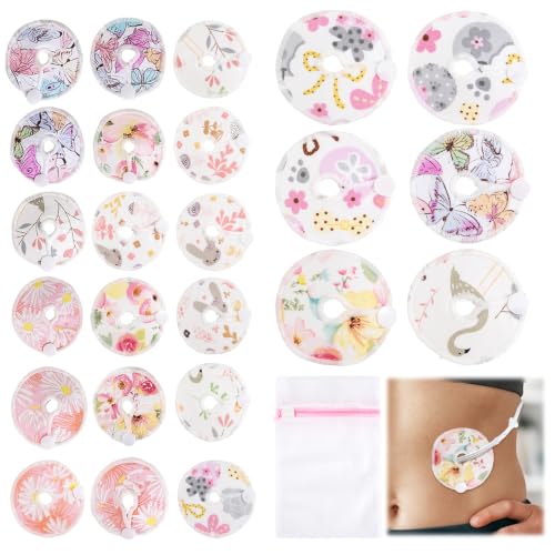 24 Pcs G Tube Button Covers and Laundry Bag Reusable Feeding Tube Pads
