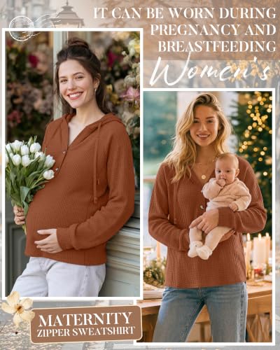 Neer Women's Nursing Hoodies Breastfeeding Shirts - color: Caramel, size: Medium