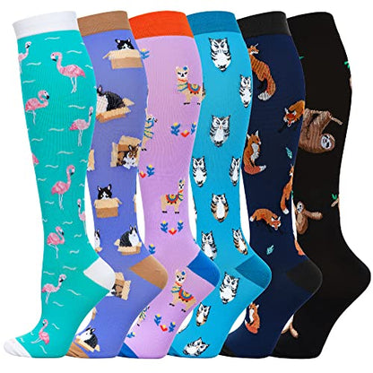 LEVSOX Compression Socks Women and Men, 20-30mmHg, Best for Nurses, Travel, Pregnancy - color: 6 Pairs Mix E, size: Large