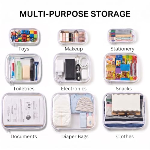 Clear Hard Shell Zipper Case, 6 Pack Diaper Bag Organizer Pouches Set