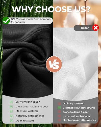 BAMBOO COOL Womens Boy Shorts Underwear High Waisted Boxer Briefs 5 Pack - color: All Black D (5-pack), size: Medium