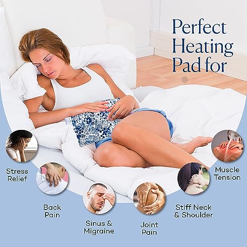 SacksyThyme Microwave Heating Pad for Pain Relief, Flaxseed & Cherry Pit Herbal Heating Pad, Hot Cold Therapy (Indigo) - color: Indigo