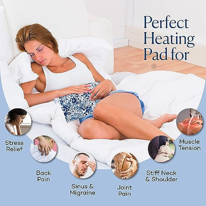 SacksyThyme Microwave Heating Pad for Pain Relief, Flaxseed & Cherry Pit Herbal Heating Pad, Hot Cold Therapy (Indigo) - color: Indigo