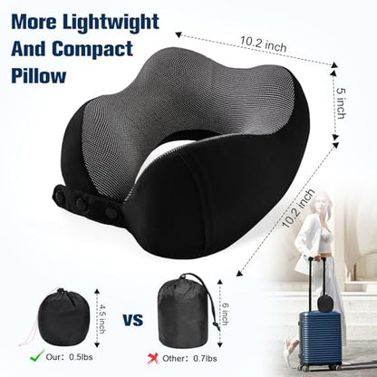 Cirorld Neck Pillow for Traveling, Travel Pillows for Airplanes Pure Black - color: Pure Black