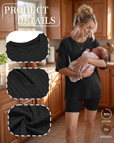 Women's Nursing 2 Piece Outfit Set - color: Black, size: Medium