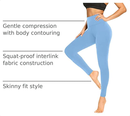 FULLSOFT Buttery Soft Leggings for Women High Waisted - color: Light Blue, size: Small-Medium