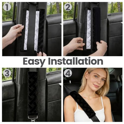 Amooca 2 Pack Seat Belt Covers Soft Shoulder Pad for Cars & Backpack - color: Black Braid Pattern