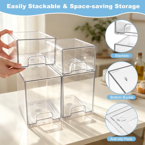 4 Pack Baby Bottle Storage Organizer for Countertop, Acrylic Storage Drawer
