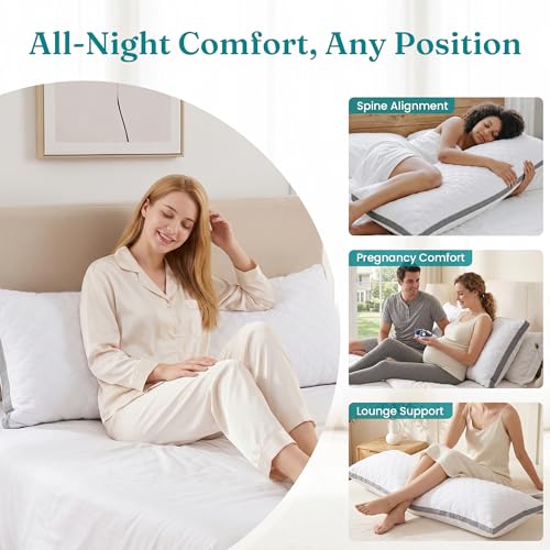 Oubonun Full Body Pillow for Side Sleeper, Adjustable Firm Long Bed Pillow - color: White-gray Side