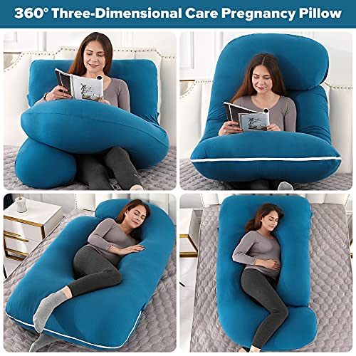 Elover U Shaped Pregnancy Pillow,Full Body Maternity Support - color: Jersey -Royal Blue