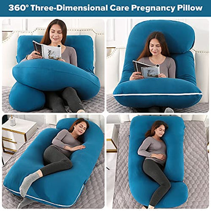 Elover U Shaped Pregnancy Pillow,Full Body Maternity Support - color: Jersey -Royal Blue