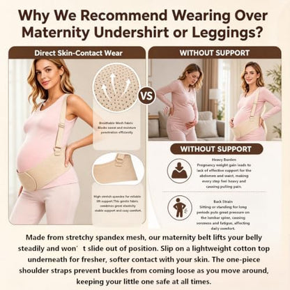 Maternity Support Belt Mesh Shoulder Straps Pregnancy Back Pelvic Relief(Beige,X-Large) - color: Beige, size: X-Large