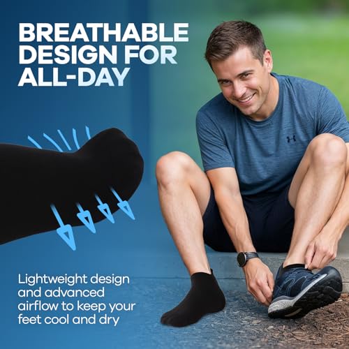 6 Pairs 8-15 mmHg Ankle Compression Socks for Women and Men - color: Black, size: Small-Medium