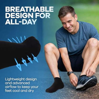 6 Pairs 8-15 mmHg Ankle Compression Socks for Women and Men - color: Black, size: Small-Medium
