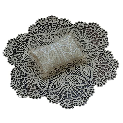 Zeroest Newborn Photography Lace Blanket Posing Props Set (Khaki) - color: Khaki