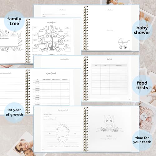 1DOT2 Timeless First 5 Years Keepsake Baby Memory Book for Boy or Girl - color: Baby Blue