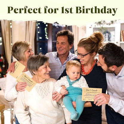 Woodamore Time Capsule Cards 1st Birthday, Keepsake Notes with Table Sign - color: Time Capsule Card