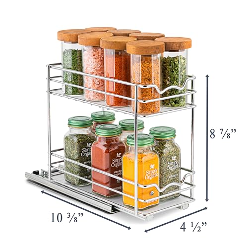 Pull Out Spice Rack for Cabinet, Spice Organizer 4-1/2"W x10-3/8"D x8-7/8"H - size: 4.5 Inch - Double