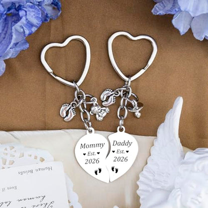 2ps Sweet New Parents Gifts for Couples Daddy and Mommy Est 2026 Keychains
