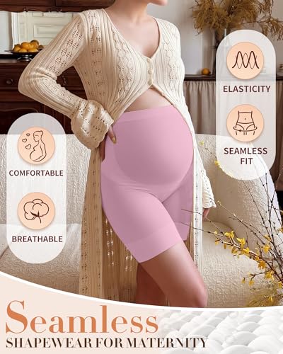 3 Pack Maternity Shapewear Shorts - color: Nude, White, Light Pink, size: Medium