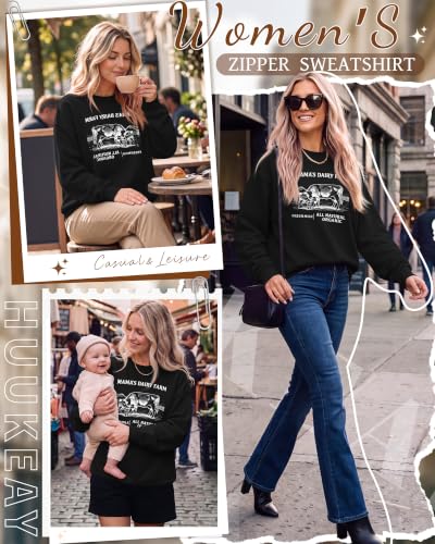 Huukeay Women's Nursing Sweatshirts for Breastfeeding - color: Black, size: Small