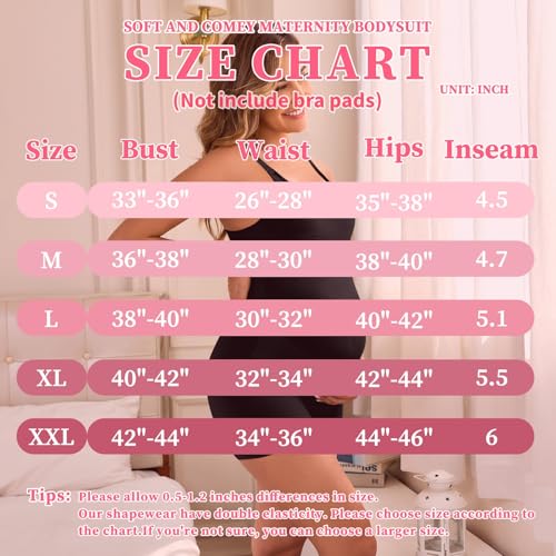 Maternity Shapewear Shorts Pregnancy Bodysuit Under Dress Seamless - color: Black, size: XX-Large