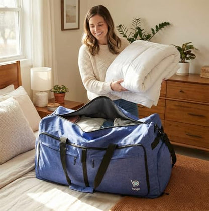 Bago Travel Duffle Bag for Women & Men. Extra Large Foldable Duffel Bags - color: SnowDepBlue, size: 140L