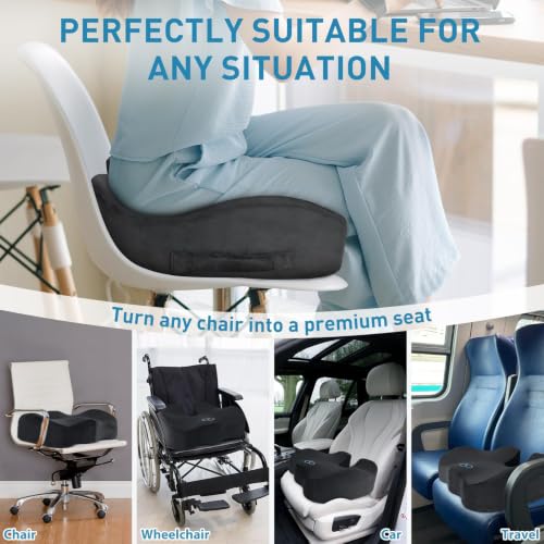 BlissTrends Extra Thick Seat Cushion for Office Chair & Car Seat, Grey - color: Grey, size: XX-Large