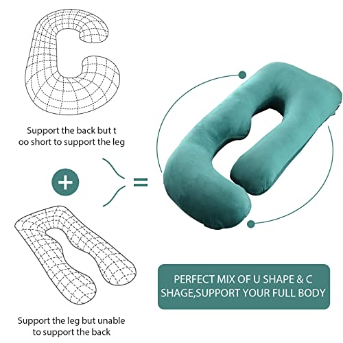 BATTOP Pregnancy Pillows for Sleeping- U Shaped Full Body Maternity Pillow, Pregnancy Pillow for Side Sleepers with Removable Cover, Supports Back, Hips, Belly & Legs (Dark Green) - color: Dark Green
