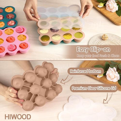 Silicone Freezer Tray with Clip-on Lid, 1.5oz x 12 Pods (Brown) - color: Light Brown (12 x 1.5 OZ)