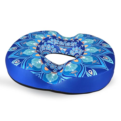 Donut Pillow for Hemorrhoids Seat Cushion for Tailbone Pain Relief - color: Mandala Blue