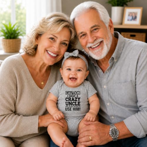 CBTwear Caution I Have a Crazy Uncle Funny Baby Bodysuit - color: Grey, size: Newborn