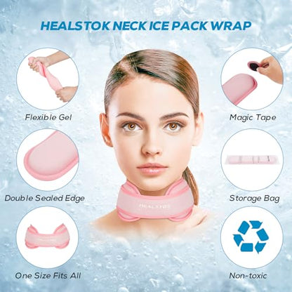 Neck Ice Pack Wrap, Reusable Cold/Hot Gel for Neck Pain, Pink - color: Pink
