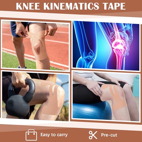 50 Pcs Precut Kinesiology Tape for Knees, Skin Color - color: Skin Color