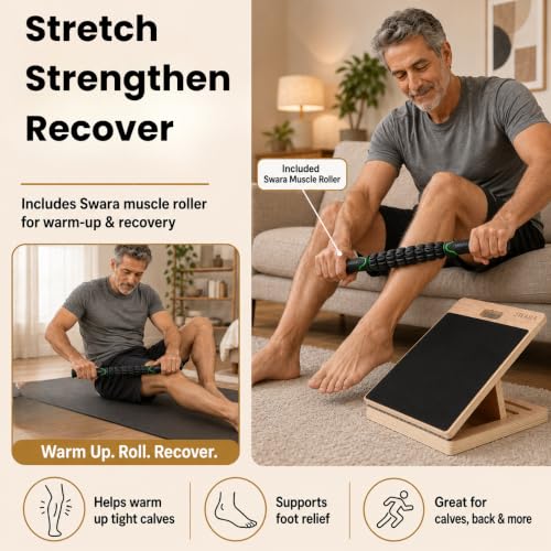 Swara 12.6″ Ankle Board for Calf Stretching & Exercise, 400 lbs Capacity - size: 12.6x14 Inch
