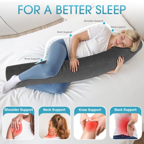 SereneCloud Memory Foam Body Pillow for Bed, 47" Long Bed Pillow for Adults - size: 47 inch