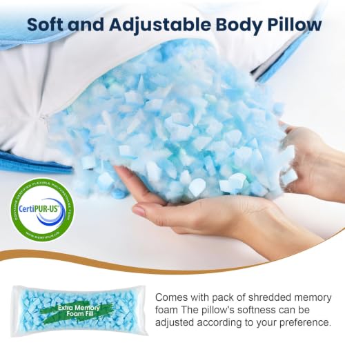 TranquilRelax C Shaped Body Pillow for Side Sleepers, Light Blue-35"*10" - color: Light Blue, size: 35*10 in