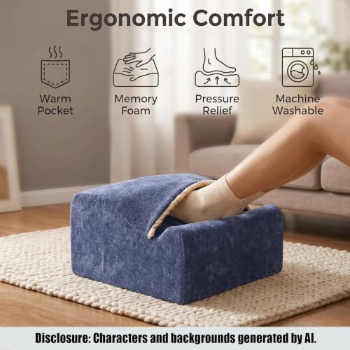 Keep Warm Foot Stool Foot Rest for Under Desk At Work - color: Blue+