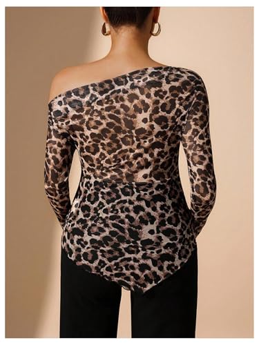 WDIRARA Women's Maternity Shirts Leopard Off The Shoulder Tops Long Sleeve Pregnancy Tee Shirts - size: Medium