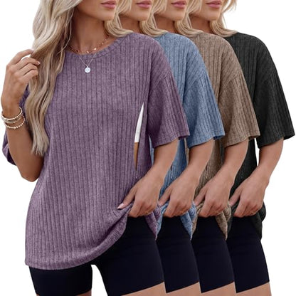 Huukeay 4 Pack Women's Nursing Shirts - color: Purple, Blue, Light Coffee, Black, size: XX-Large